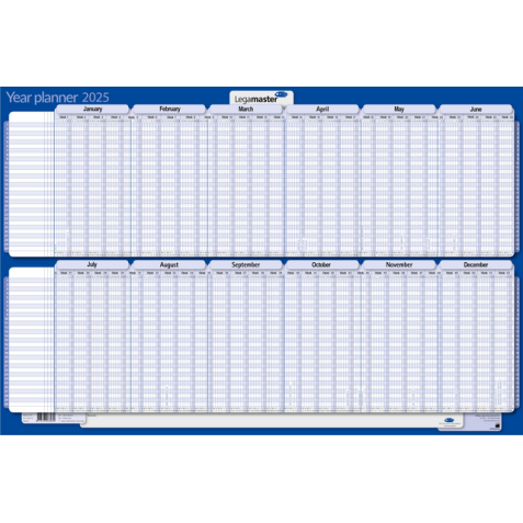 Projectplanner 2025 Legamaster 90x60cm horizontaal gelamineerd Engelstalig