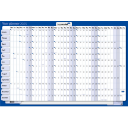 Jaarplanner 2025 Legamaster 90x60cm horizontaal gelamineerd Engelstalig