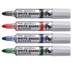 Whiteboardmarker Pentel MWL5M Maxiflo rond 3mm assorti set à 4 stuks