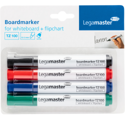Marqueur tableau blanc Legamaster TZ100 ogive 1,5-3mm assorti blister 4 pièces