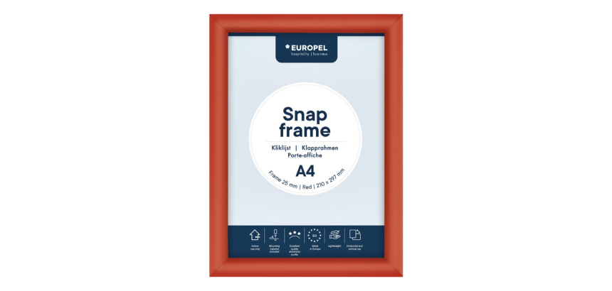 Europel A4 25mm snap frame red