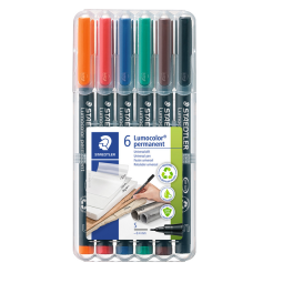 Viltstift Staedtler Lumocolor 313 permanent S set à 6 stuks assorti