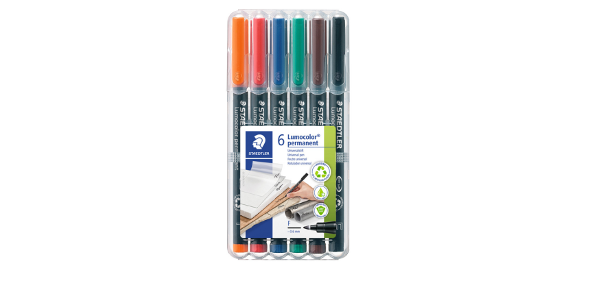 Feutre Staedtler Lumocolor 318 permanent Fin 6 pièces assorti