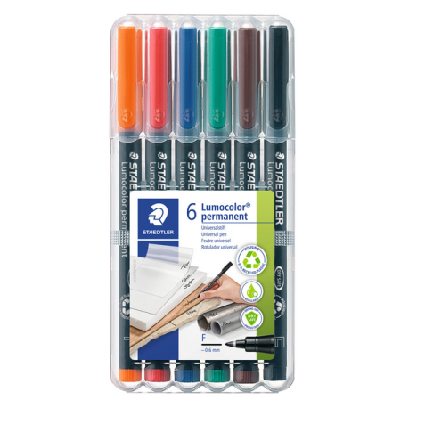 Feutre Staedtler Lumocolor 318 permanent Fin 6 pièces assorti