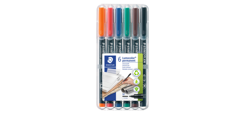 Staedtler Lumocolor 317 Permanent Pen Medium 6 Assorted Pieces