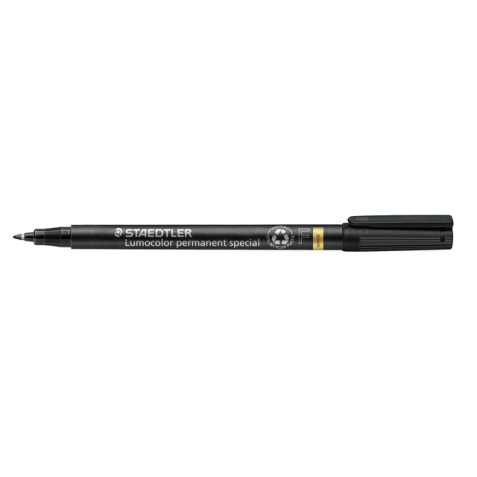 Permanent special marker Staedtler Lumocolor 319F with a 0.6 mm bullet tip, black.