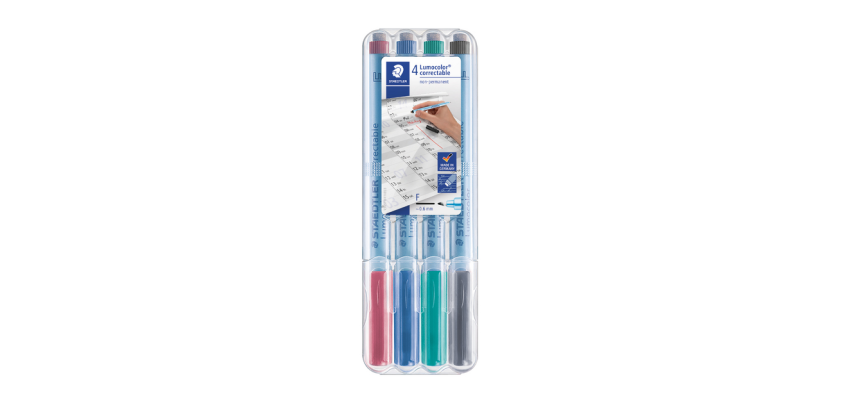 Staedtler Lumocolor 305 Korrigierbarer, nicht permanenter Feinmarker, 4 Stk.