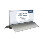 Porte-nom de table Europel 61x150mm acryl et aluminium 2 pièces