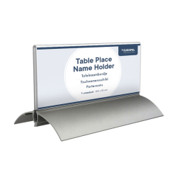 Porte-nom de table Europel 61x150mm acryl et aluminium 2 pièces