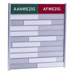 Aan- afwezigheidsbord voor 10 namen