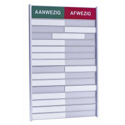 Aan- afwezigheidsbord voor 15 namen