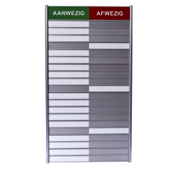 Aan- afwezigheidsbord voor 20 namen