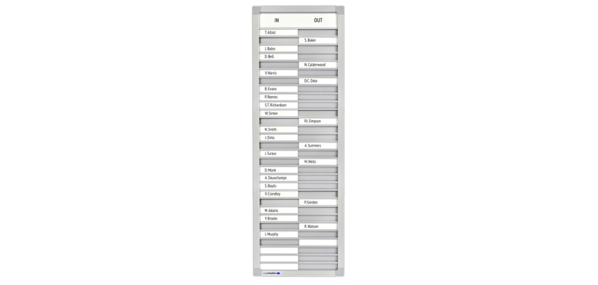 Aan-afwezigheidsbord Legamaster 770x260mm 30 namen