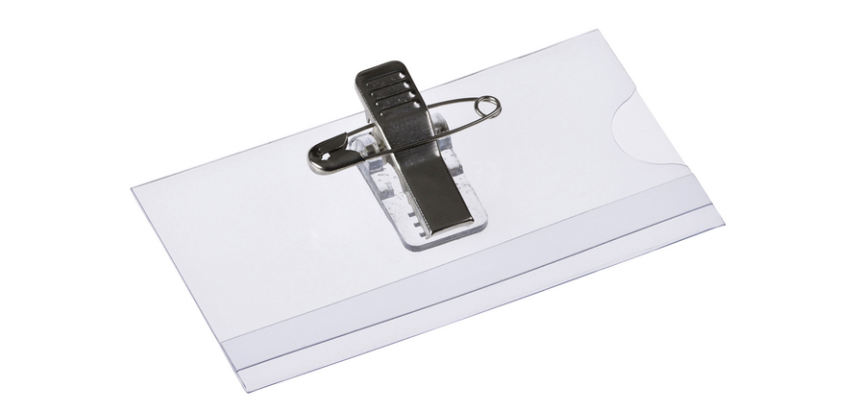 Badge Europel avec pince et épingle 75x40mm 24 pièces