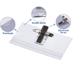 Badge Europel avec pince et épingle 75x40mm 24 pièces