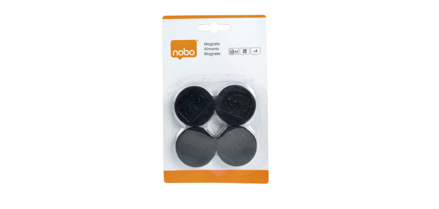 Magneet Nobo 38mm zwart 4 stuks