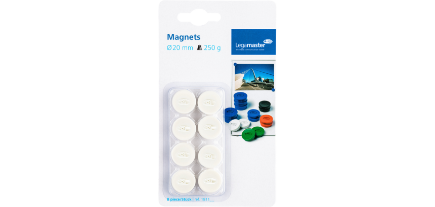 Legamaster Magnet 20mm 250g White 8 Pieces