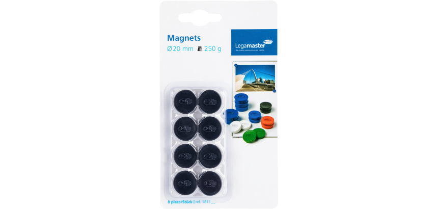 Aimant Legamaster 20mm 250g noir 8 pièces