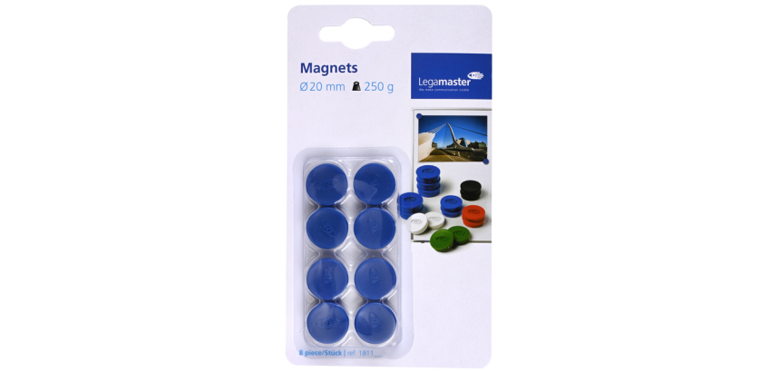 Aimant Legamaster 20mm 250g bleu 8 pièces