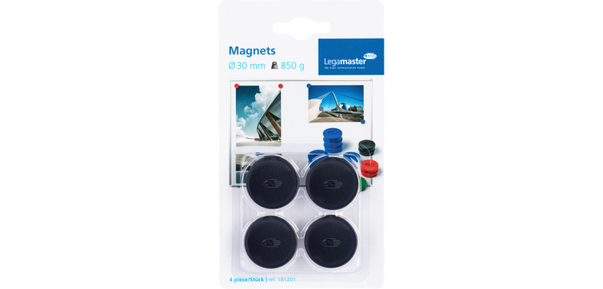 Legamaster Magnet 30mm 850g black 4 pieces