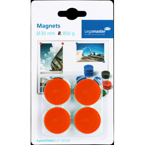 Aimant Legamaster 30mm 850g rouge 4 pièces