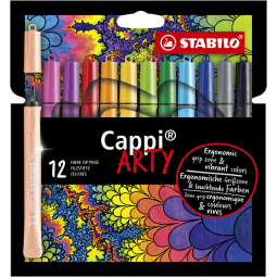 Viltstift STABILO Cappi 168/12 Arty medium assorti etui à 12 stuks