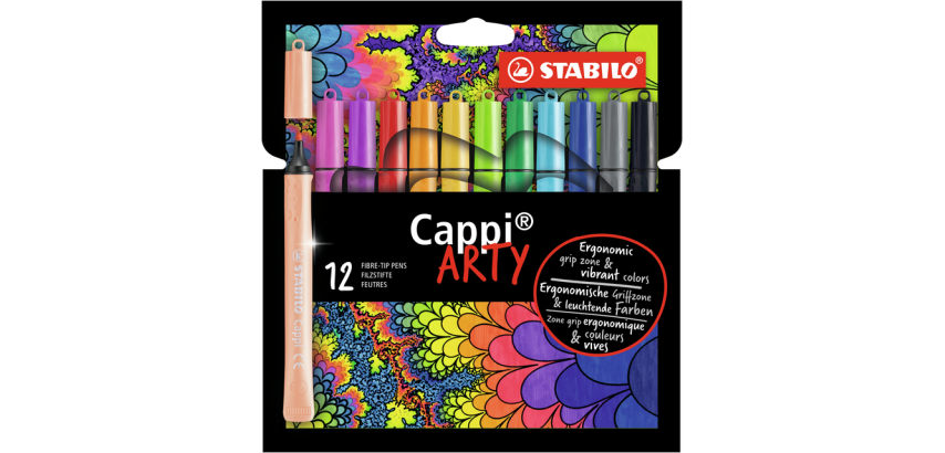Feutre STABILO Cappi 168/12 Arty Medium assorti étui 12 pièces