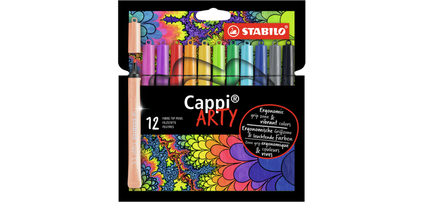 Feutre STABILO Cappi 168/12 Arty Medium assorti étui 12 pièces