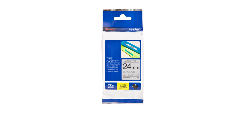 Labeltape Brother P-touch TZe-M951 metallic 24mm zwart op zilver