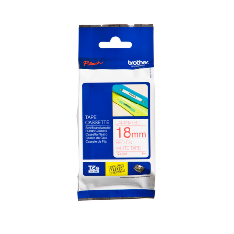 Labeltape Brother P-touch TZe-242 standaard 18mm rood op wit