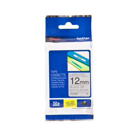 Labeltape Brother P-touch TZE-M931 12mm zwart op metalic