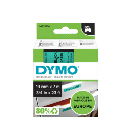 Labeltape Dymo LabelManager D1 polyester 19mm zwart op groen