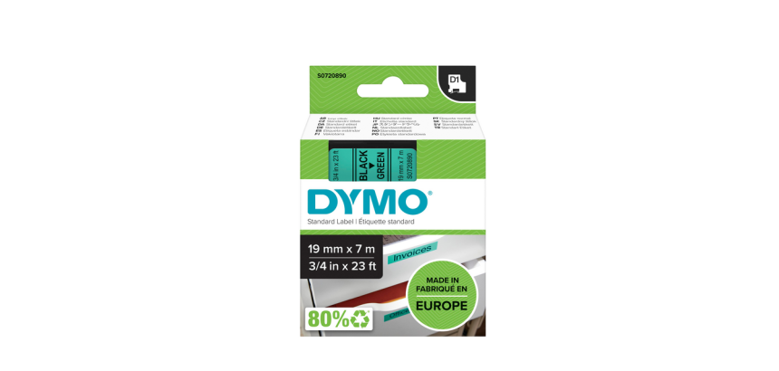 Dymo LabelManager D1 Polyester Label Tape 19mmx7m Black on Green
