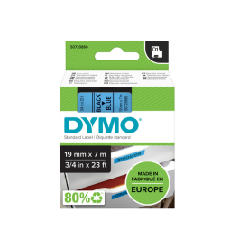 Ruban Dymo LabelManager D1 polyester 19mmx7m noir sur bleu