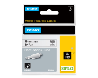 DYMO Rhino Industrial Heat-Shrink Cable Label Tubes | 19 mm x 1.5 m | Black Print on White | Self-Adhesive | for Rhino Label Makers