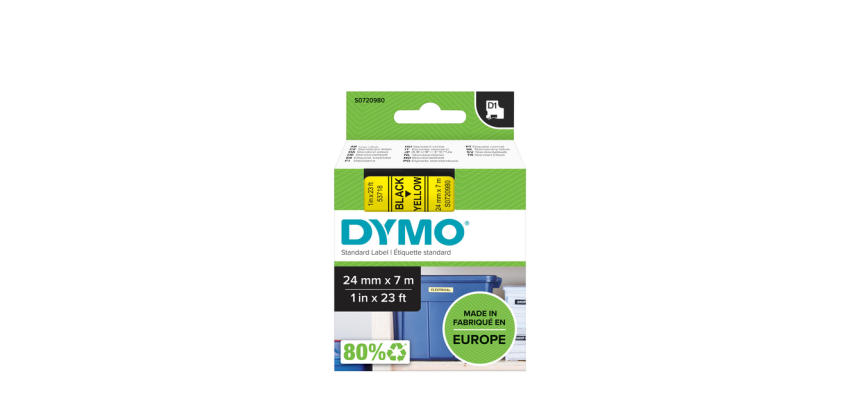 Labeltape Dymo LabelManager D1 polyester 24mm zwart op geel