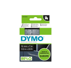 Ruban Dymo LabelManager D1 polyester 12mmx7m blanc sur transparent