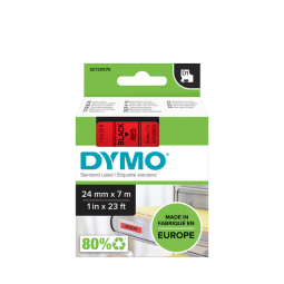 Ruban Dymo Labelmanager D1 polyester 24mmx7m noir sur rouge