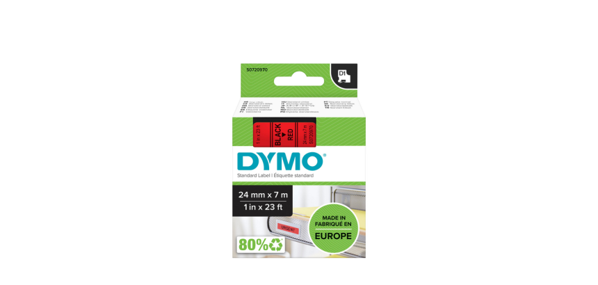 Dymo Labelmanager D1 polyester tape 24mmx7m black on red
