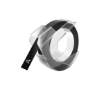 Dymo Rhino embossing vinyl tape 9mm x 3m white on black