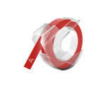 Ruban Dymo Rhino embossing vinyle 9mmx3m blanc sur rouge