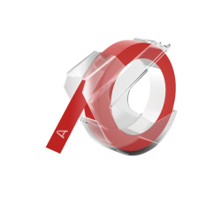 Ruban Dymo Rhino embossing vinyle 9mmx3m blanc sur rouge
