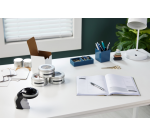 Ruban Dymo Rhino embossing vinyle 9mmx3m blanc sur bleu