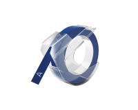 Ruban Dymo Rhino embossing vinyle 9mmx3m blanc sur bleu