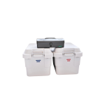 Ruban Dymo Rhino embossing vinyle 9mmx3m blanc sur bleu