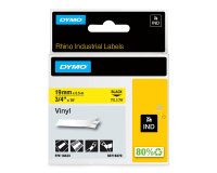Ruban Dymo Rhino Industriel vinyle 19mmx5,5m noir sur jaune