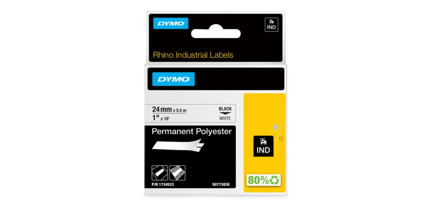 DYMO RhinoPRO Permanent Polyester - tape - 1 roll(s) - Roll (2.4 cm x 5.5 m)