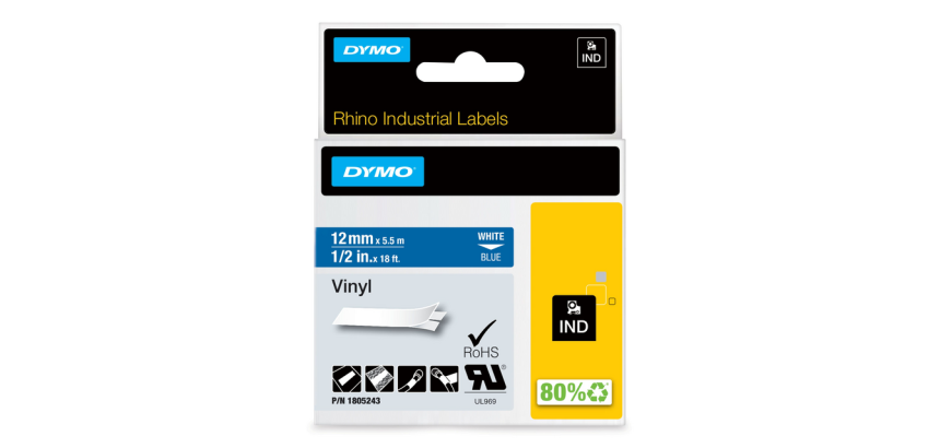 DYMO Rhino Coloured Vinyl - tape - 1 roll(s) - Roll (1.2 cm x 5.5 m)