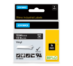 Dymo Rhino Industrial Vinyl Tape 12mmx5.5m White on Black