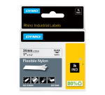 Labeltape Dymo Rhino industrieel nylon 24mm zwart op wit